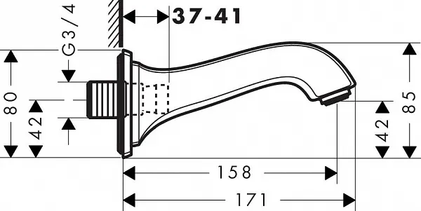 Излив Hansgrohe Metropol 13425000 для ванны хром фото 2