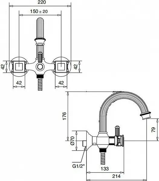 Смеситель Cezares Olimp OLIMP-VD-03/24-Sw для ванны с душем фото 2