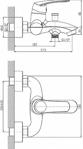 Смеситель Orange Alfi M18-100cr для ванны с душем фото 3