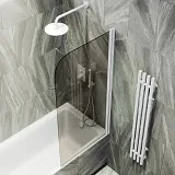 Шторка для ванны MaybahGlass 60x140 MGV-611-1 профиль белый стекло бронза фото 1