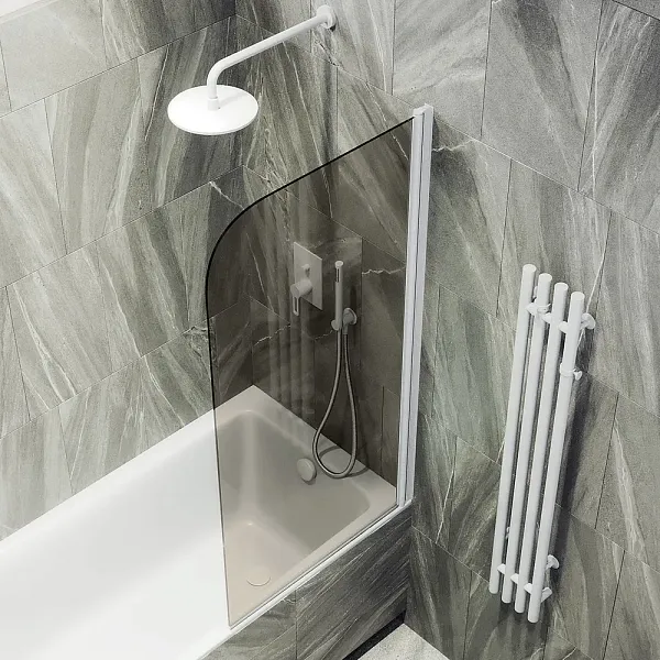 Шторка для ванны MaybahGlass 60x140 MGV-611-1 профиль белый стекло бронза фото 1