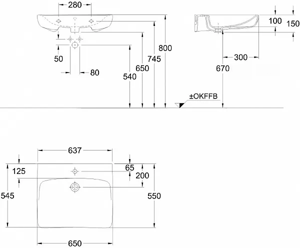 Раковина Geberit Renova Comfort 65 см 258565000 фото 6