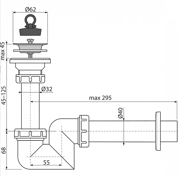 Сифон AlcaPlast A412-DN40 для раковины фото 2