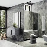 Шторка для ванны MaybahGlass 80x140 MGV-82-1ш профиль белый стекло графит фото 2