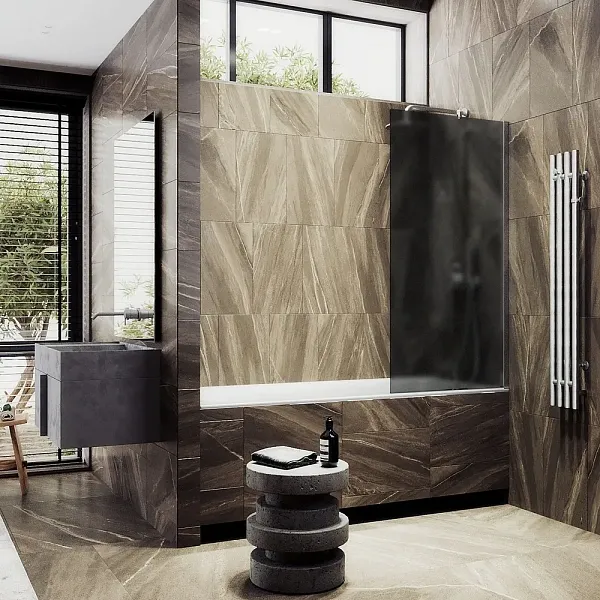 Шторка для ванны MaybahGlass 70x140 MGV-81-5ш профиль хром стекло графит фото 1