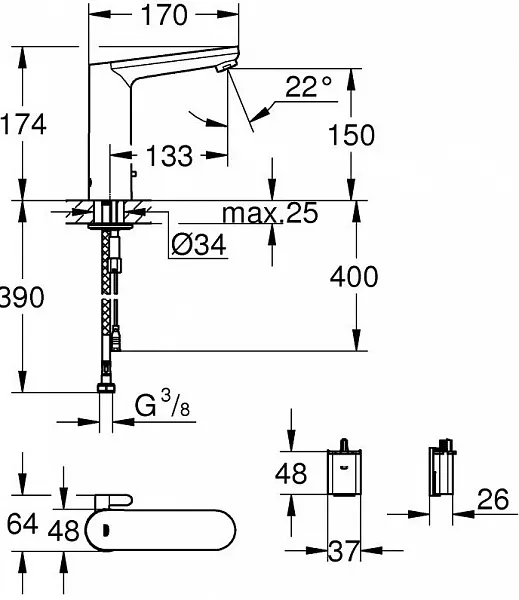 Смеситель Grohe Eurosmart Cosmopolitan E 36439000 для раковины фото 3