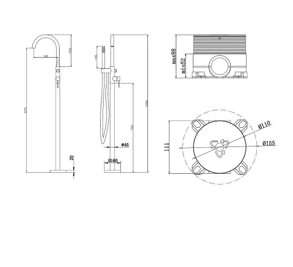 Смеситель для ванны с душем ABBER Wasser Kreis AF8115N фото 6