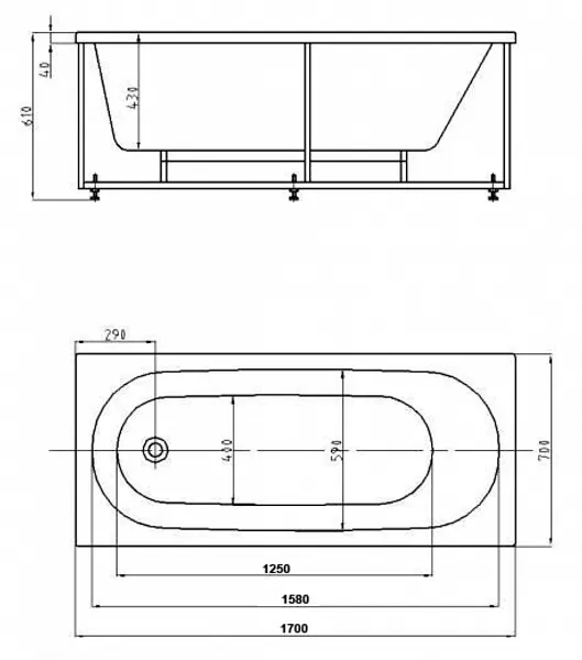 Акриловая ванна Aquatek Оберон 170x70 OBR170-0000027 фото 6