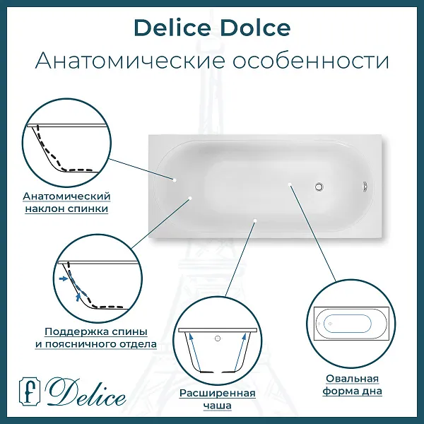 Ванна из искусственного камня Delice Dolce DLR330058-G фото 1