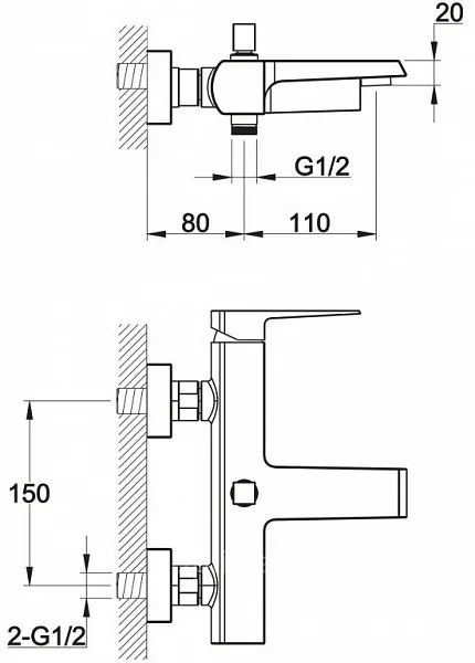 Смеситель BelBagno Arlie ARL-VASM-CRM для ванны с душем фото 2