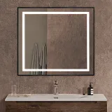 Зеркало BelBagno Kraft 90x80 SPC-KRAFT-900-800-SENS-NERO с подсветкой фото 8