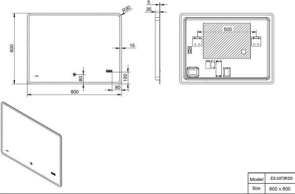 Зеркало Esbano 80x60 ESMI2073RDS с подсветкой фото 4
