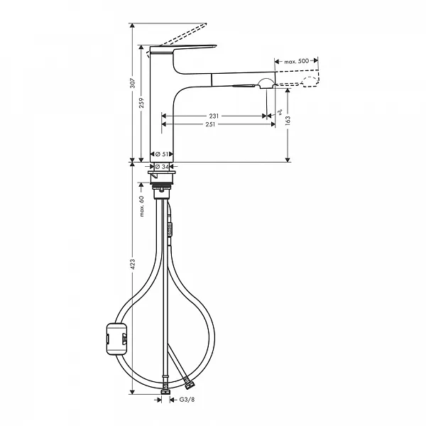 Смеситель Hansgrohe Zesis M35 74801000 для кухонной мойки фото 7