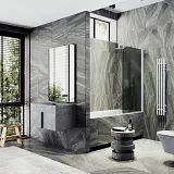 Шторка для ванны MaybahGlass 50x140 MGV-609-1 профиль белый стекло графит фото 2