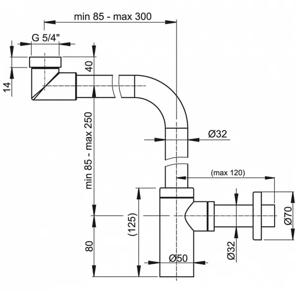 Сифон AlcaPlast A403 для раковины фото 2