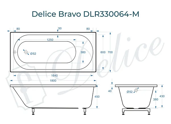 Ванна из искусственного камня Delice Bravo DLR330064-M фото 1