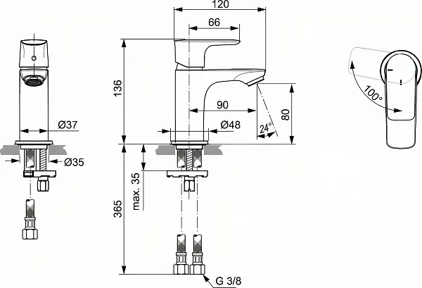 Смеситель Ideal Standard Connect Air A7019GN для раковины фото 2