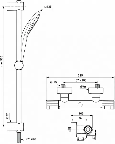 Термостат Ideal Standard Ceratherm T100 A7234AA для душа фото 2