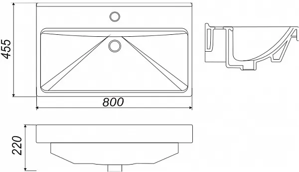 Раковина Sanita Luxe Fest 80 см FST80SLWB01 фото 3