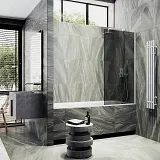 Шторка для ванны MaybahGlass 80x140 MGV-82-1ш профиль белый стекло графит фото 3