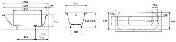 Стальная ванна Kaldewei Saniform Plus anti-sleap 375-1 180x80 1128.3000.0001 фото 4