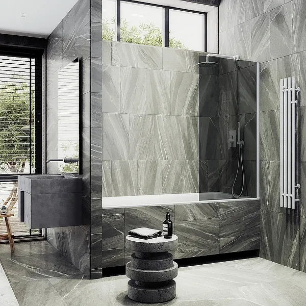 Шторка для ванны MaybahGlass 80x140 MGV-82-1ш профиль белый стекло графит фото 3