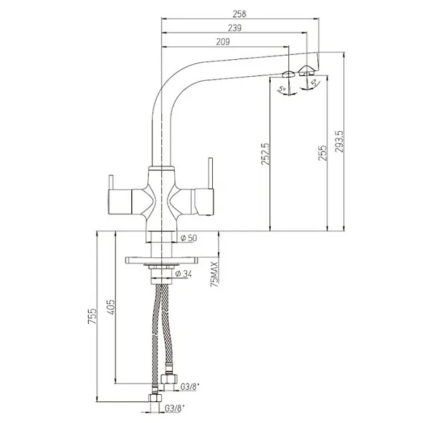 Смеситель для кухонной мойки PAINI Arena 92446433VE7B90DALMKM фото 11