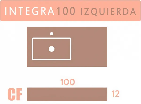 Раковина Acquabella Integra 100 см ENCIMERA.INTEGRA_CF_SLATE_100_BIANCO_SX левая фото 2