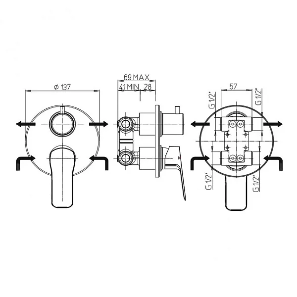 Встраиваемый смеситель PAINI Viva Style P4YO6911 фото 5