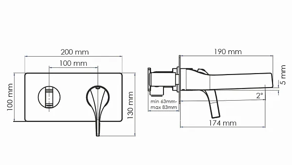 Смеситель WasserKRAFT Sauer 7130 для раковины встраиваемый фото 3