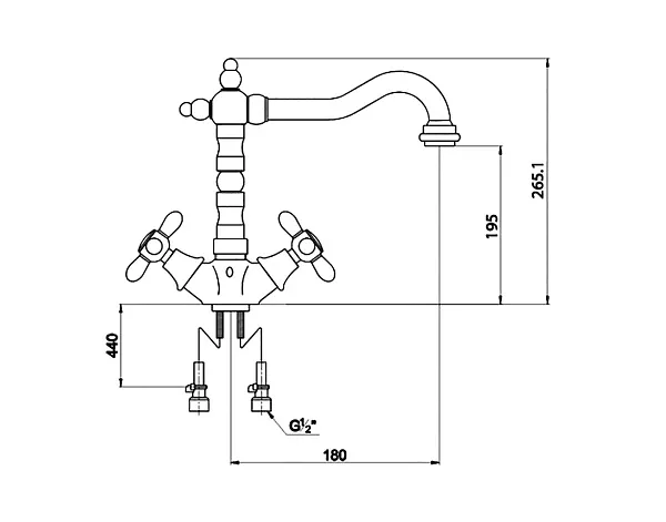 Смеситель для кухонной мойки TIMO Ritz 0143FK chrome-gold фото 2