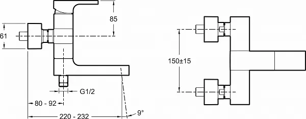 Смеситель Jacob Delafon Strayt E45370-CP для ванны с душем фото 2