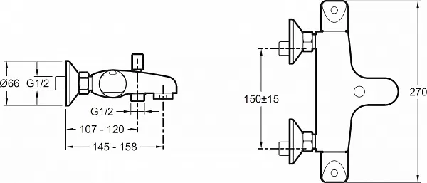 Термостат Jacob Delafon Robust E75772-CP для ванны с душем фото 2