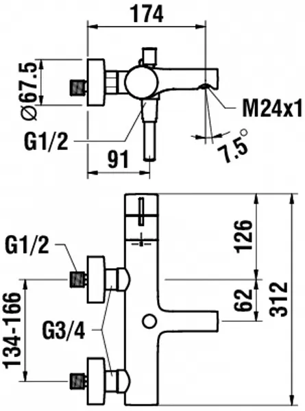Термостат Laufen Twinplus 3.2362.7.004.400.1 для ванны с душем фото 2