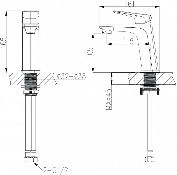 Смеситель Bravat Frey F1368401CP-ENG для раковины фото 2