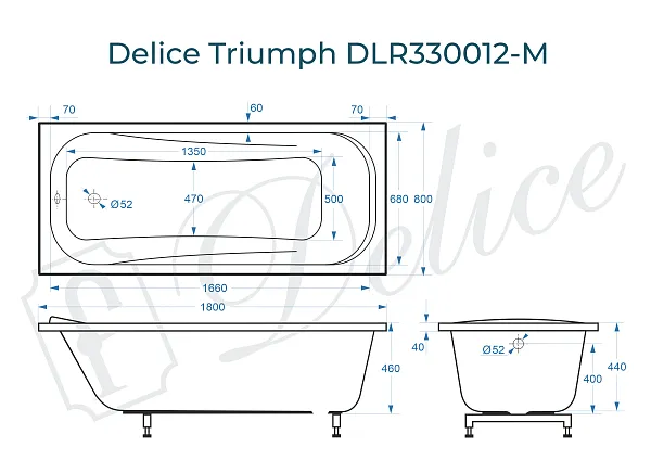 Ванна из искусственного камня Delice Triumph DLR330012-M фото 1