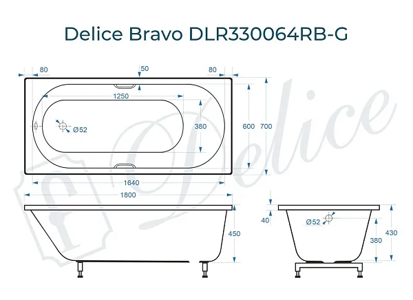 Ванна из искусственного камня Delice Bravo DLR330064RB-G фото 1