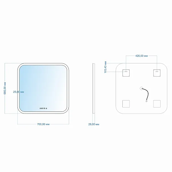 Зеркало Mixline Стив-3 68,50x70 4620001989904 с подсветкой фото 6