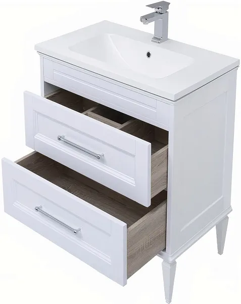 Мебель для ванной Aquanet Бостон М 60 подвесная или напольная белая матовая с раковиной из литьевого фото 6