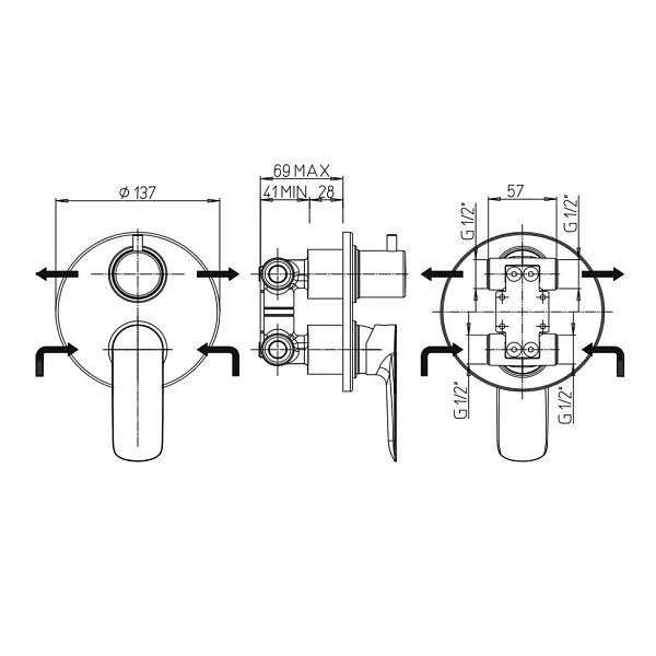 Встраиваемый смеситель PAINI Nove 09CR6911 фото 7
