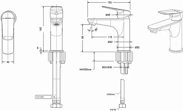 Смеситель Bravat Rhein F1429564CP-9-ENG для раковины фото 7