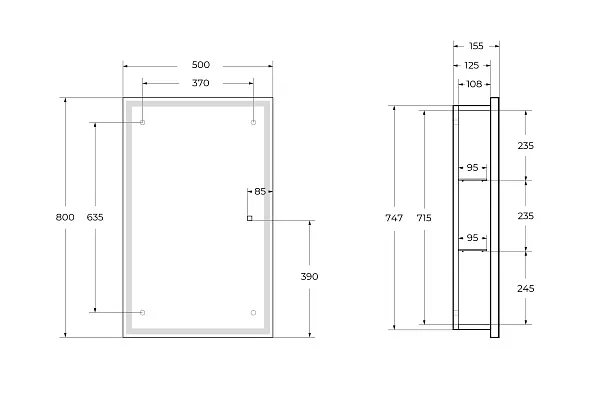 Зеркало-шкаф BelBagno 50x80 SPC-GRT-500/800-1A-LED-TCH с подсветкой фото 11