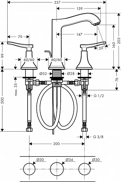 Смеситель Hansgrohe Metropol Classic 31331090 для раковины с донным клапаном фото 6