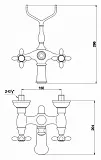 Смеситель Timo Ritz 0144Y Silver для ванны с душем, керамические ручки фото 2