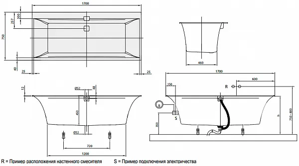 Квариловая ванна Villeroy & Boch Squaro Edge12 170x75 UBQ170SQE2DV-01 фото 3