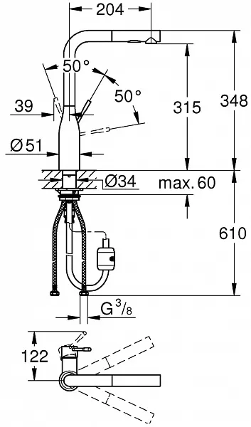 Cмеситель Grohe Essence New 30270000 для кухонной мойки фото 6
