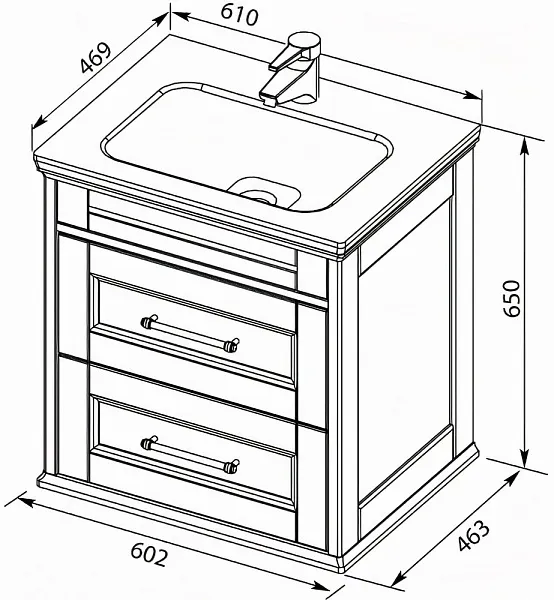 Мебель для ванной Aquanet Бостон М 60 подвесная или напольная белая матовая с раковиной из литьевого фото 8