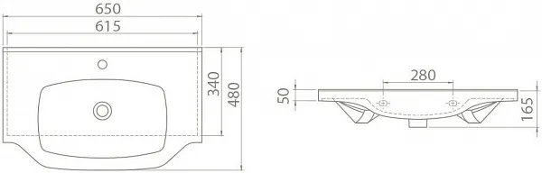 Раковина CeraStyle Классик 65 см 081000-u-01 фото 4