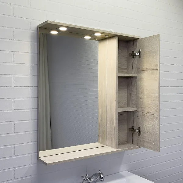 Зеркало Comforty Марио 75x83,5 00-00016020CF с подсветкой с полочкой фото 5