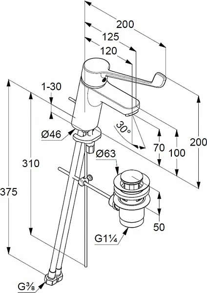 Смеситель Kludi Pure&Easy Care 372870565 для раковины с донным клапаном фото 3